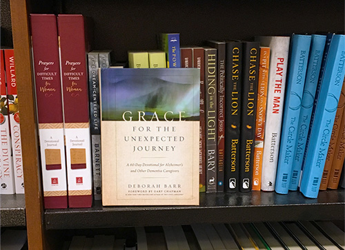 Grace for the Unexpected Journey book on a bookshelf